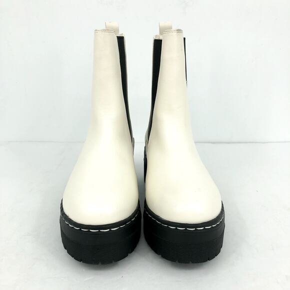 MIA Womens Cayden Chelsea Boot US 6 White Vegan Leather Platform Lug Sole NWOB - Picture 4 of 13